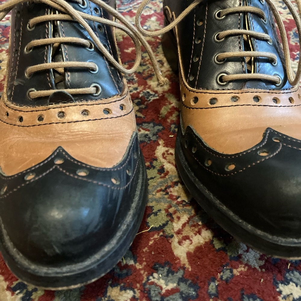 John Fluevog Black and Tan Leather Loafers - Picture 3 of 9